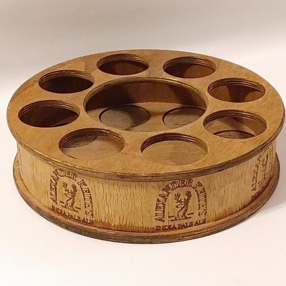 ALEXANDER KEITH'S India Pale Ale Drink Tray Barrel Top Wooden Tray Beer Wine - Picture 1 of 5